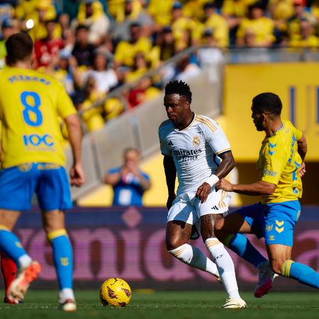 Vinicius Junior em ação na partida contra o Las Palmas, pelo Campeonato Espanhol