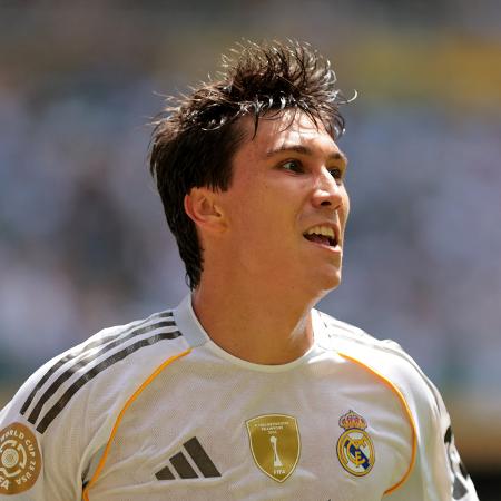 Gonzalo García comemora gol marcado pelo Real Madrid contra o Al-Hilal no Mundial de Clubes Gonzalo García comemora gol marcado pelo Real Madrid contra o Al-Hilal no Mundial de Clubes
