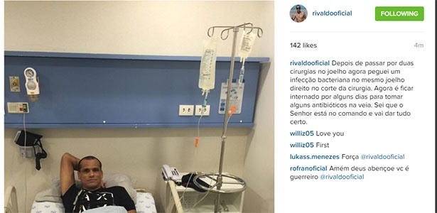 Rivaldo revela problema após cirurgia - Reprodução/Instagram