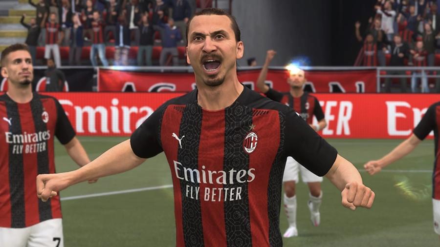 O atacante Zlatan Ibrahimovic, do Milan, como personagem do Fifa 21 - Reprodução