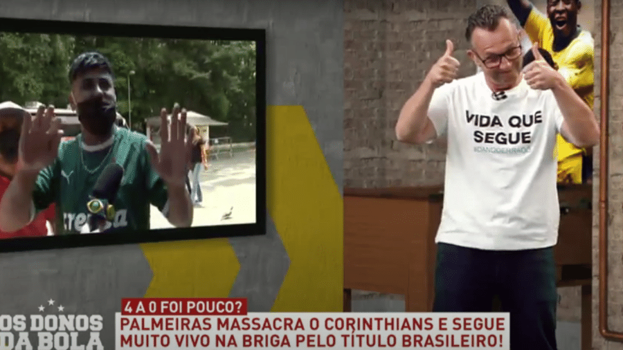 Torcedor palmeirense gritou: "Chupa, Neto!" ao vivo - Reprodução/TV Band