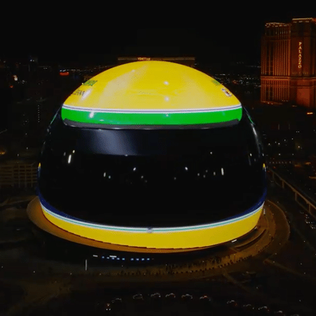 Capacete de Ayrton Senna projetado na Sphere de Las Vegas 