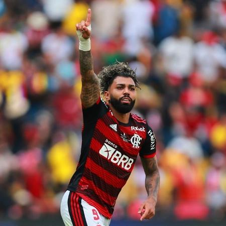 Gabigol comemora ao marcar pelo Flamengo na final da Copa Libertadores - Buda Mendes/Getty Images