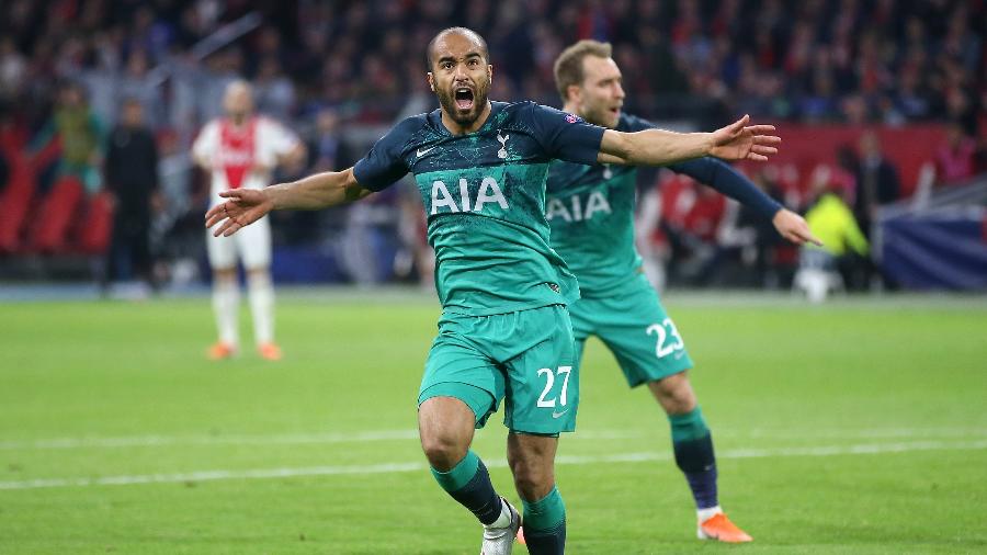 Lucas comemora o segundo marcado para o Tottenham contra o Ajax - Tottenham Hotspur FC/Tottenham Hotspur FC via Getty Images