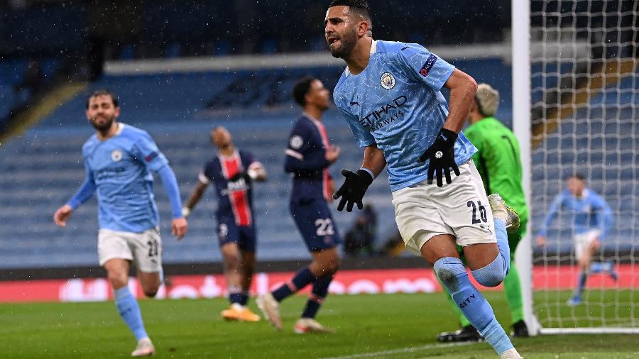 Mahrez comemora o segundo gol pelo City - Laurence Griffiths/Getty Images