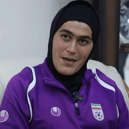  Zohreh Koudaei, goleira do Irã, é acusada pela Jordânia de ser do "sexo masculino" - Reprodução