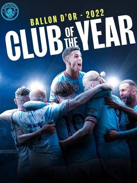 Manchester City levou o prêmio de equipe do ano na premiação do Bola de Ouro - Reprodução / Man City