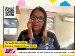 Diretora do Grêmio chora ao falar do RS e diz: 'Nosso lema é salvar vidas'