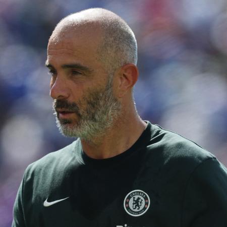 Enzo Maresca, técnico do Chelsea, durante jogo contra o Fluminense no Mundial Enzo Maresca, técnico do Chelsea, durante jogo contra o Fluminense no Mundial