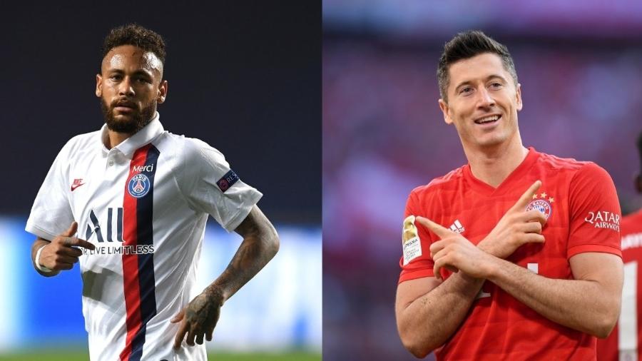 Neymar do PSG e Lewandowski do Bayern; times se enfrentam hoje nas quartas de final da Champions League - David Ramos e Sebastian Widmann/Bongarts/ via Getty Images