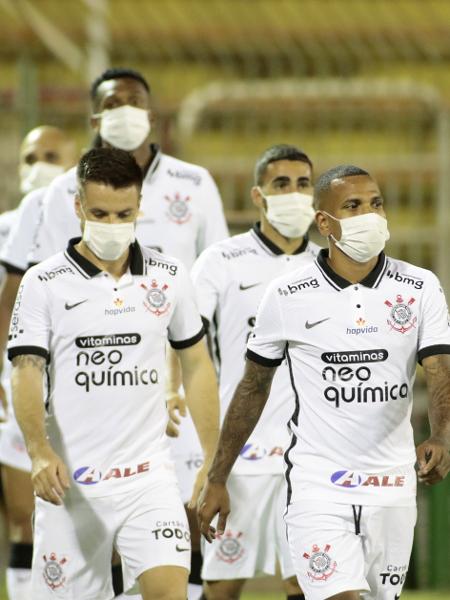 Jogadores do Corinthians antes da partida contra o Mirassol, em Volta Redonda - Rodrigo Coca / Agência Corinthians