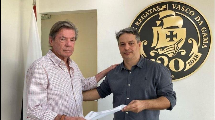 Presidente do Vasco, Jorge Salgado (esquerda), e presidente do Conselho Deliberativo do clube, Carlos Fonseca (direita) - João Pedro Isidro / Vasco