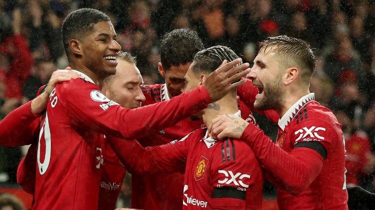 Manchester United players celebrate scoring against Nottingham Forest - Phil Noble/Reuters Phil Noble/Reuters