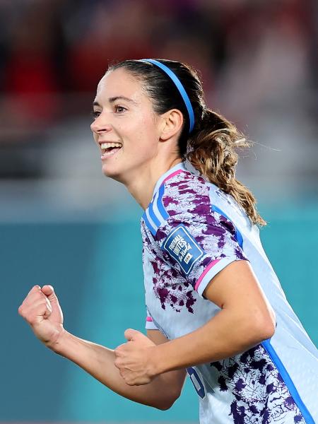Aitana Bonmatí celebra seu gol pela Espanha contra a Suíça na Copa feminina