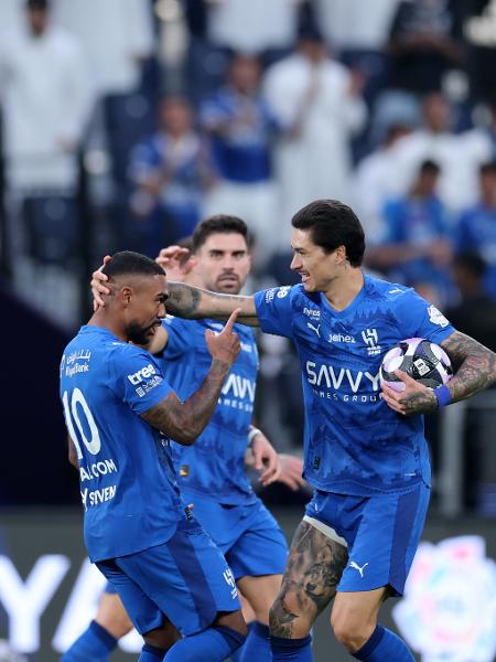 Darwin Nunez e Malcom comemoram gol pelo Al Hilal Darwin Nunez e Malcom comemoram gol pelo Al Hilal