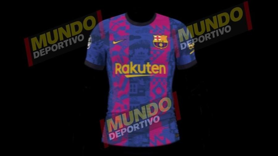 Camisa do Barcelona para a Champions 2021-22 - Reprodução/Mundo Deportivo