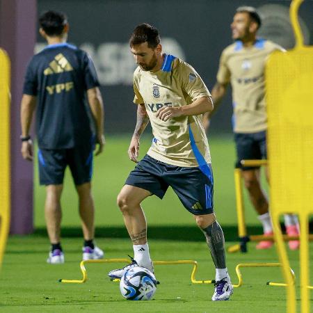 Messi durante treino da Argentina nas instalações do Inter Miami, nos EUA