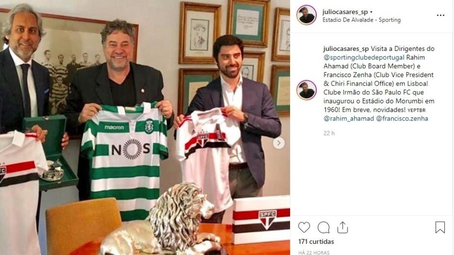 Júlio Casares, dirigente do São Paulo, em visita ao Sporting (Portugal) - Reprodução