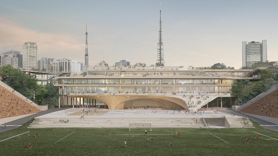 Estádio do Pacaembu em projeto do Consórcio Novo Pacaembu, vencedor do PMI da prefeitura - Reprodução