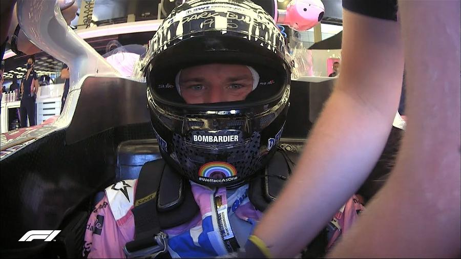 Nico Hulkenberg no cockpit da Racing Point durante treino livre em Silverstone - Reprodução
