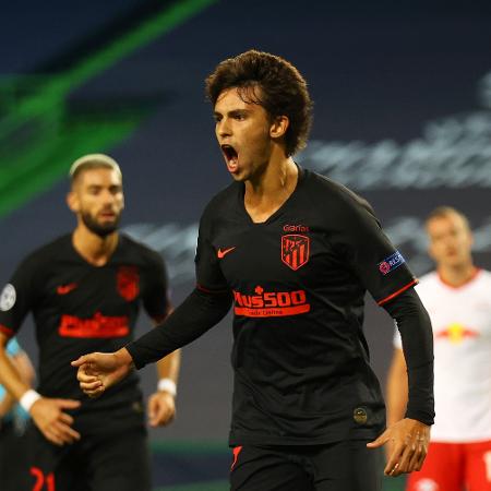 João Félix comemora gol marcado pelo Atlético contra o Leipzig, na Liga dos Campeões - Julian Finney - UEFA
