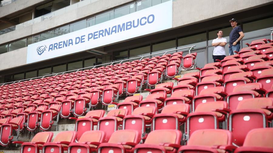Setor de cadeiras da Arena de Pernambuco em registro de julho de 2017; estádio receberá Brasil x Peru na quinta (9) - Hesíodo Góes