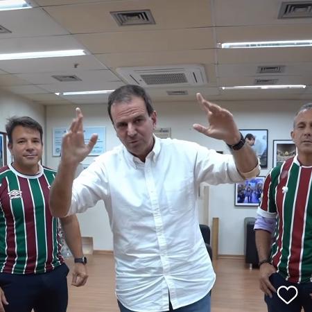 Prefeito do Rio de Janeiro, Eduardo Paes faz anúncio ao lado de Carlo Caiado e Cláudio Caiado