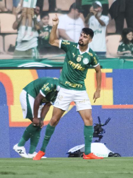 Flaco López comemora gol do Palmeiras contra a Ponte Preta pelo Paulistão
