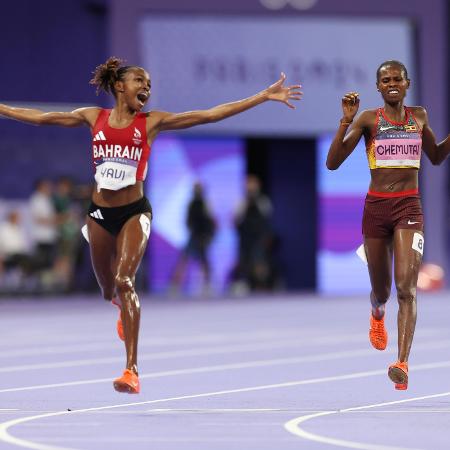 Winfred Yavi e Peruth Chemutai na final feminina dos 3.000m com obstáculos