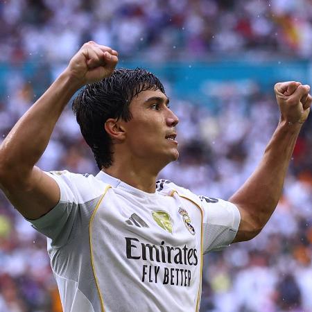 Gonzalo García comemora gol marcado pelo Real Madrid contra a Juventus no Mundial Gonzalo García comemora gol marcado pelo Real Madrid contra a Juventus no Mundial
