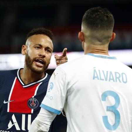 Neymar discute com Alvaro Gonzalez durante PSG x Olympique de Marselha - Gonzalo Fuentes/Reuters