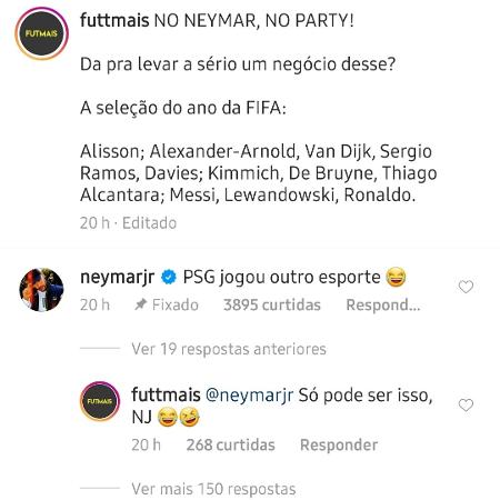 Neymar se revolta após ficar fora de seleção da Fifa na temporada - Reprodução/Instagram