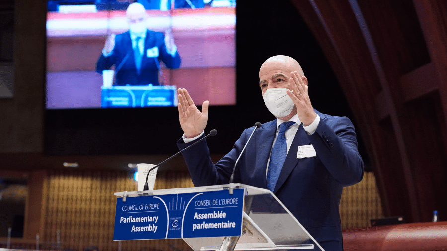 Gianni Infantino discursa em assembleia parlamentar do Conselho da Europa - Divulgação/FIFA