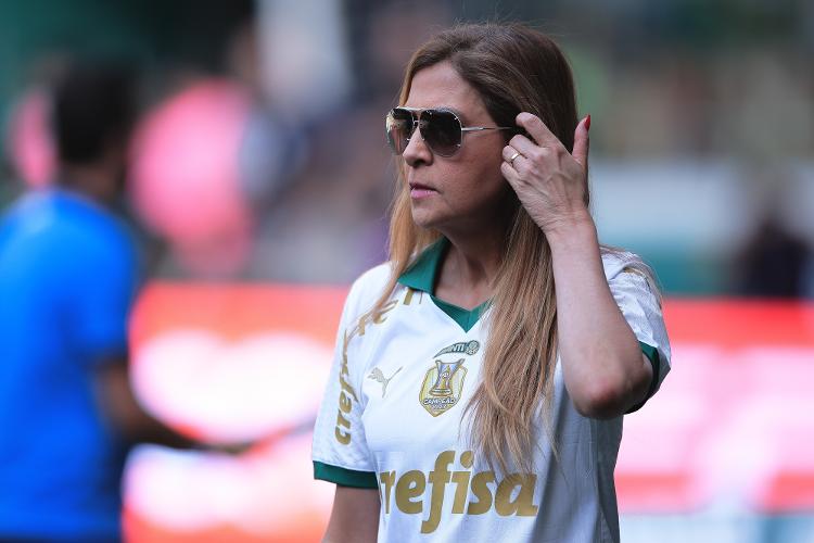 Leila Pereira, presidente do Palmeiras, no Allianz Parque