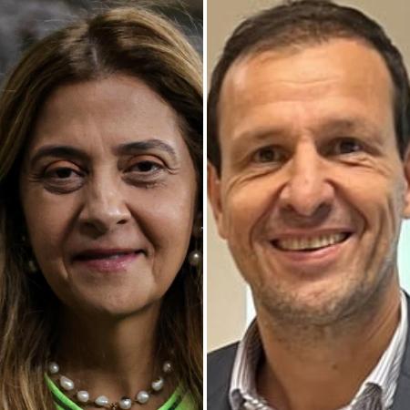 Montagem com Leila Pereira e Savério Orlandi, que disputam eleição no Palmeiras