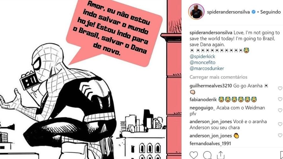Imagem postada por Anderson Silva aumenta rumores sobre próxima luta  - Reprodução/Instagram