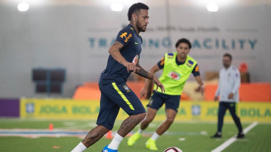Neymar, atacante do PSG, durante treino da seleção brasileira nos EUA - Lucas Figueiredo/CBF