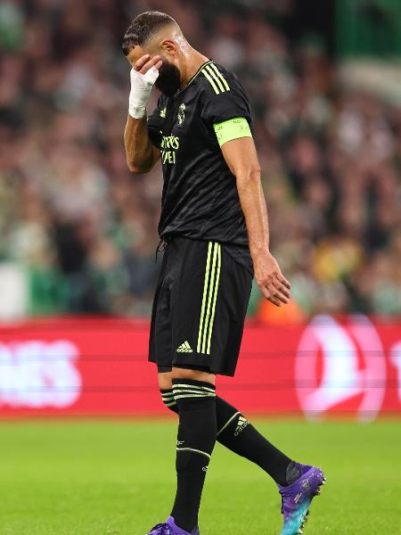 Karim Benzema, do Real Madrid, sentiu dores durante partida contra o Celtic na Champions - Robbie Jay Barratt - AMA/Getty Images
