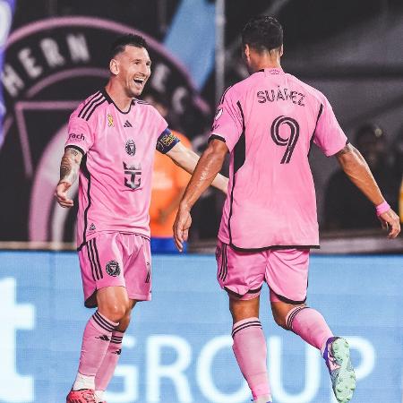 Messi e Suárez comemoram gol do Inter Miami contra o Philadelphia Union - Divulgação/Instagram @intermiamicf