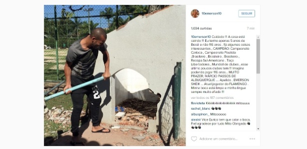 Emerson Sheik provoca o presidente do Vasco Eurico Miranda nas redes sociais - Reprodução/Instagram