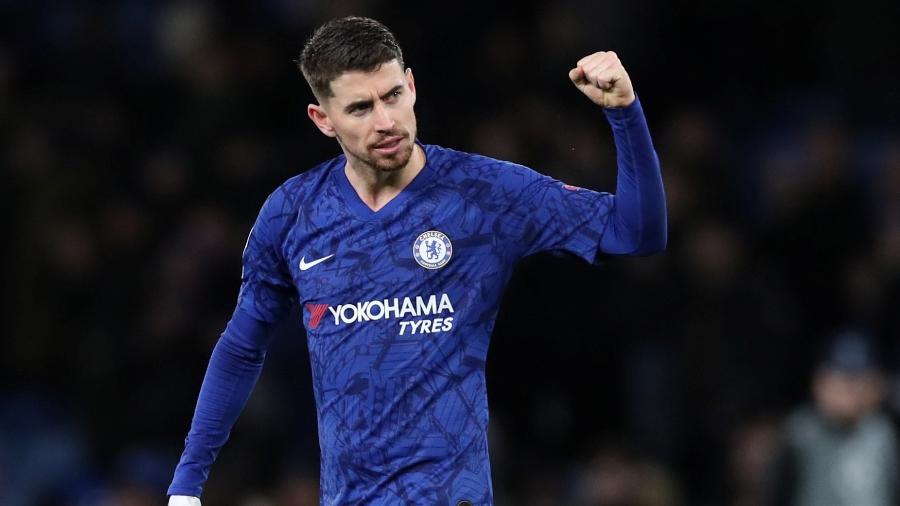 Jorginho comemora vitória do Chelsea sobre o Lille na Liga dos Campeões - David Klein/Reuters