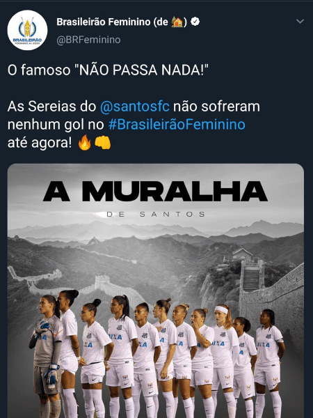 CBF parabeniza o Santos com foto antiga do time, com jogadoras que atualmente defendem São Paulo e Corinthians - Reprodução/Twitter @BRFeminino