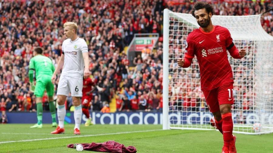 Mohamed Salah durante a vitória do Liverpool sobre o Burnley no Inglês - Catherine Ivill/Getty Images
