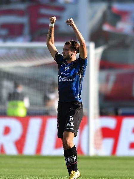 Lautaro Diaz, do Independiente del Valle, comemora o primeiro gol do campeão da Sul-Americana - Marcelo Endelli/Getty Images
