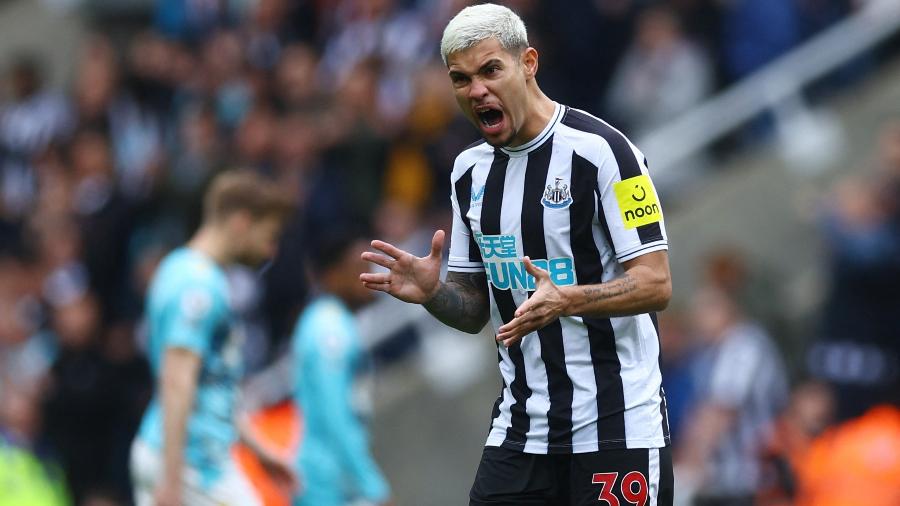 Bruno Guimarães, jogador do Newcastle, em partida pelo Campeonato Inglês - LEE SMITH/Action Images via Reuters