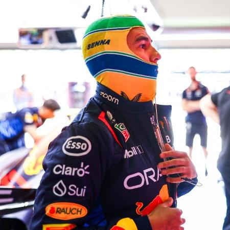 Sergio Pérez, da Red Bull, usa balaclava em homenagem a Ayrton Senna