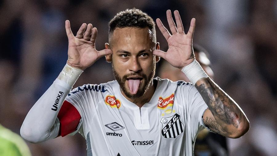 Neymar comemora gol marcado pelo Santos no Paulistão: astro ajudou a impulsionar vendas no streaming Neymar comemora gol marcado pelo Santos no Paulistão: astro ajudou a impulsionar vendas no streaming