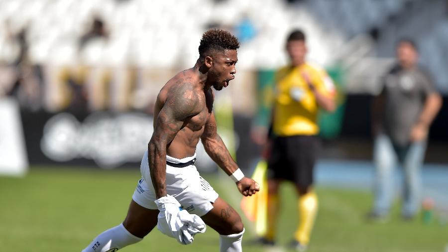Marinho comemora gol marcado para o Santos contra o Botafogo no primeiro turno - Thiago Ribeiro/AGIF