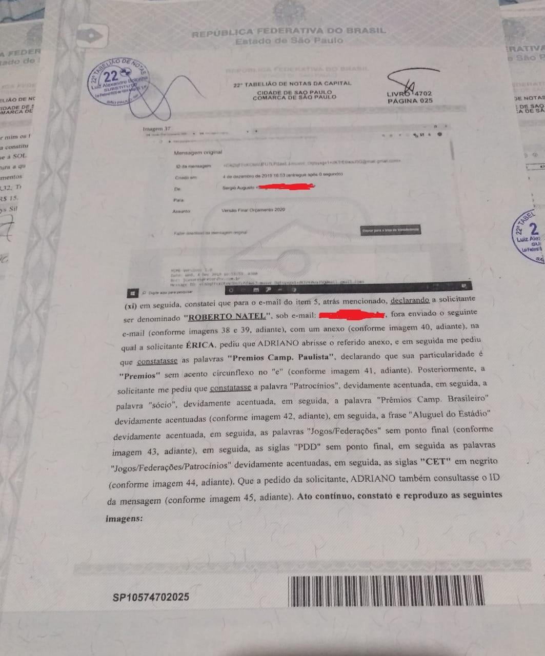 Documentos registrados pelo São Paulo em cartório - Reprodução