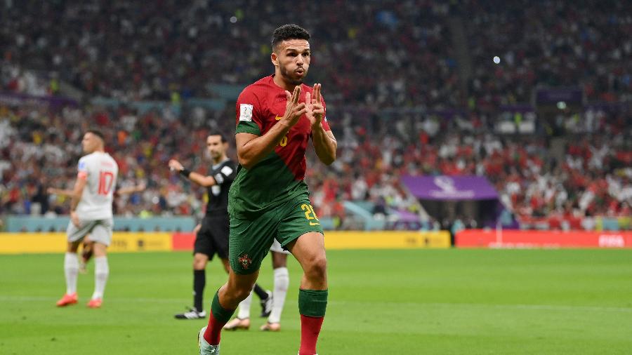 Gonçalo Ramos comemora gol de Portugal sobre a Suíça - Justin Setterfield/Getty Images